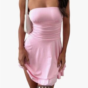 Strapless pink dress